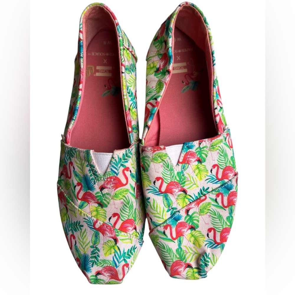 TOMS x Paper Source Women’s Alpargata Flamingo Multicolor Slip-On Shoes Sz 8 - Picture 3 of 9